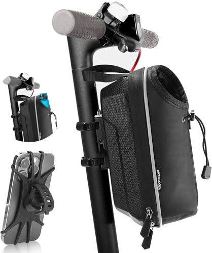 GXCROR E Scooter Tasche mit Wasserflaschenhalter, E Scooter Tasche für Roller, Lenkertasche für Elektroroller Vordertasche, Rollertasche Front Tube Bag E Scooter Zubehör