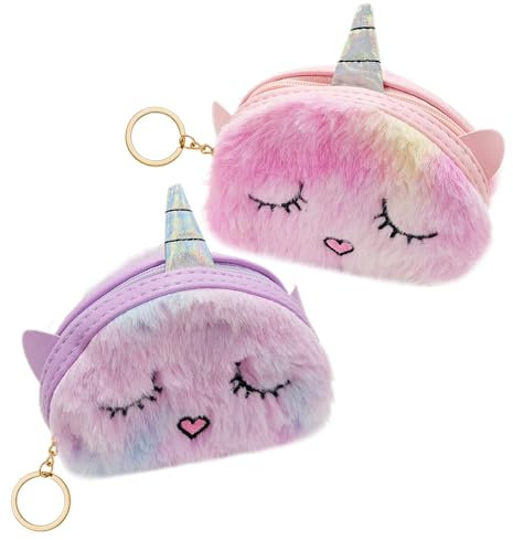 Porte-Monnaie en Peluche De Dessin Animé, 2 Pièces, Mignon, Porte-Monnaie pour Filles, Porte-Monnaie Portable