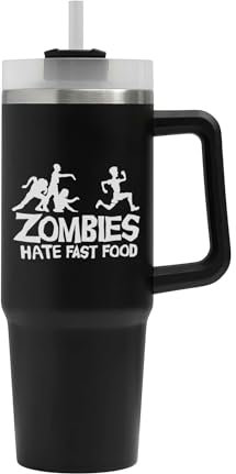 Zombies Hate Fast Food - Vaso grande divertido con diseño de zombies odio de comida rápida, termo aislado, taza grande