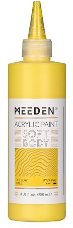 MEEDEN Soft Body Acrylfarbe: Blasses Gelb Matt Finish - 250ml Künstlerfarbe in ergonomischer Flasche - Fließfarbe für Leinwandmalerei Künstler & Erwachsene