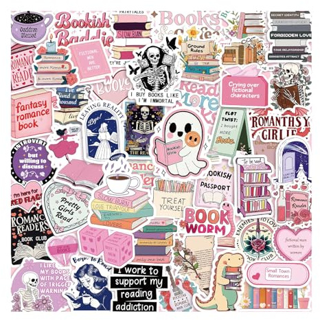 200 Stück Buchaufkleber für Kindle, romantisches Bücher Sticker Set für erwachsene Leser, für Laptop, Kindle, Trinkflaschen, Tagebuch und Scrapbook, Wasserfest, Sticker Aesthetic