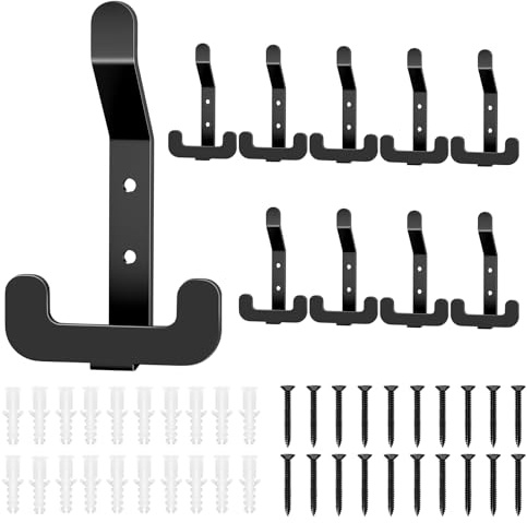 MEIJO Garderobenhaken Edelstahl,Garderobenleiste kleiderhaken Hakenleiste | 5 Stück Wandgarderobe Haken für Akustikpaneele, Schlafzimmer Bad Küche, für Jacken, Mäntel, Handtaschen Hüte Schals, Schwarz