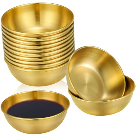 GLEAVI 10pezzi Vassoio in Acciaio Inox Rotondo Piatti Per Condimenti Adatti Senape Aceto Olio Salsa Di Peperoncino Utilizzabili Come Piatti Da Portata e Decorazione Da Tavola