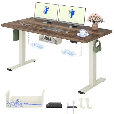 FLEXISPOT Höhenverstellbarer Schreibtisch elektrisch, Doppelmotor 160x80 cm | 25 mm einteilige Tischplatte, Kabelmanagement & Memory-Funktion,ergonomischer Büro-&Computertisch,elektrisch höhenverstellbar