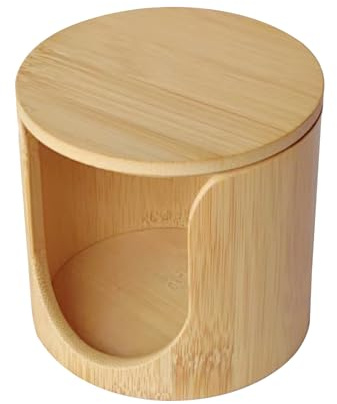 Lesunbak Scatola portaoggetti per tamponi struccanti, porta asciugamani per viso, supporto in legno, scatola di immagazzinaggio di diametro 10 cm, scatole rotonde per stoccaggi, Scatole di