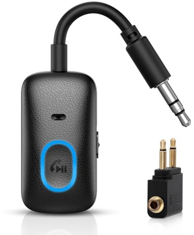 Recepteur Bluetooth 5.4 pour Avion, 2 en 1 Transmetteur Bluetooth, Adaptateur Bluetooth Avion avec Low Lantency, Emetteur Bluetooth Jack 3,5 mm, Récepteur Bluetooth pour Casque, Airfly, TV, Voiture