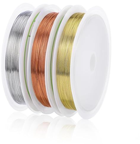 90m x 0,35mm Draht zum Basteln, Basteldraht Dünn Basteln Perlendraht | Kupferdraht Schmuckdraht für Schmuckherstellung Modellbau Bastelarbeiten (30m/Rollen)
