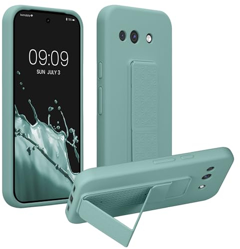 kwmobile Handyhülle für Google Pixel 10a Hülle - TPU Silikon Case mit Fingerhalter und Stand - Schutzhülle Cover in Mintgrün