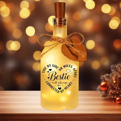 Friendship Gifts for Women, Friend Gifts LED Bottle Lights with Cork, Exquisite Congratulations Gift with String Lights and Heart-Shaped Tags, Thank You Gift for Best Friend Bestie Soul Sister