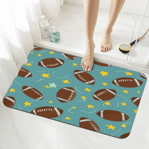 Ginfult American Football Badematte mit Sternenmuster, 40 x 60 cm, saugfähig, rutschfest, Badezimmer-Fußmatte, Kieselgur Duschmatte für den Eingang