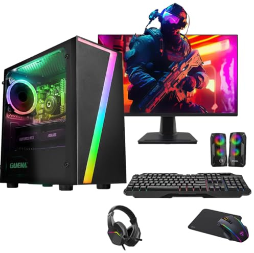 EZZTECH Gaming PC Bundle i7 16GB RAM GT 730 4GB 256GB SSD 1TB HDD RGB | 22 monitor, Intel Core i7, 500W 80+ PSU, RGB gaming case, Windows 11. Entry-level gaming PC for gaming, work and study.
