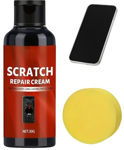 Glass Scratch Remover,Phone Screen Scratch Repair Kit,,Phone Screen Restoration Care Cream,Polishing Compound Kit with Sponge,Improve Clarity,Wide Application,Maintenance Care,Lens Scratch Remove