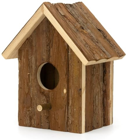 CKB LTD Starling Sparrow Bird Nesting Box House Wooden with a 4.5cm Entrance Hole, Hanging Nest Box Home for Birds Rustic Natural Weatherproof Garden Outdoors Tree or Balcony