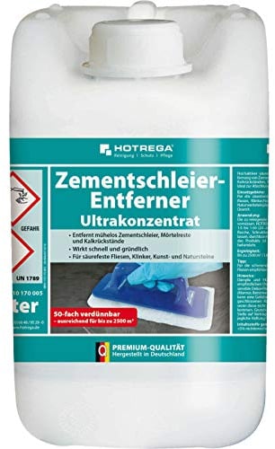 HOTREGA Zementschleier Entferner Konzentrat 5L, Grundreiniger, Fliesenreiniger, Betonreiniger, Zementreiniger