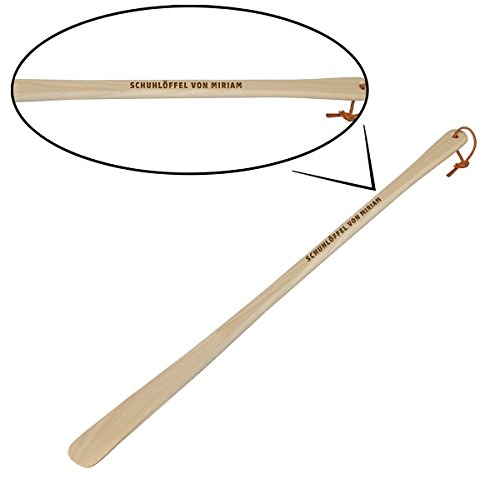 Chausse-pied Hêtre Huilé 63 cm avec cordon en cuir avec gravure personnalisable