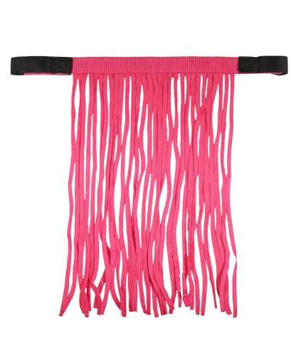 HORZE Lightweight Nylon Fringe Fly Veil - Easily Attaches to Halter - Raspberry Pink - Cob