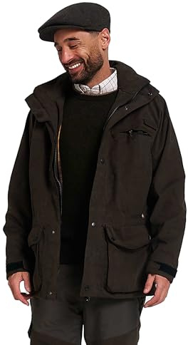 JACK PYKE Ashcombe Waterproof Jacket for Men – Breathable Field Coat with Zipped Pockets, Removable Hood & Adjustable Fit – Ideal for Shooting, Hunting & Hiking – Green
