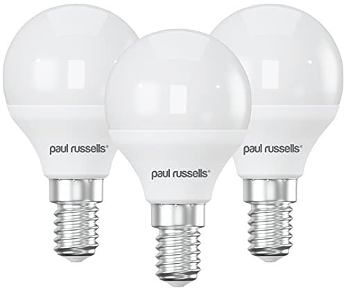 paul russells LED Light Small Edison Screw E14, 60w Equivalent, 6.5W 806LM LED Bulbs, 6500K Bright Daylight, Mini Globe Frosted G45 SES Golf Ball Energy Saving (Not Dimmable) Lightbulbs, 3 Pack