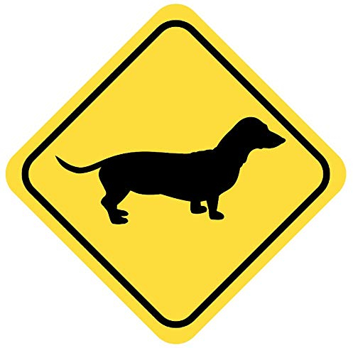 Samunshi® Dackel Warnschild Warndreieck Aufkleber Achtung Vorsicht Hund - 10x10cm mehrfarbig
