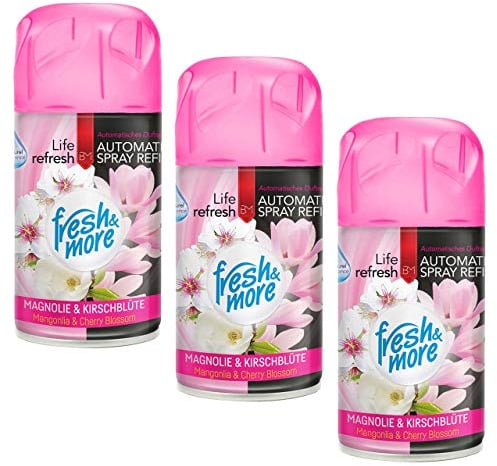 Fresh & More Nachfüller Magnolie&Kirschblüte - 3er Pack, 250ml Lufterfrischer - kompatibel mit Freshmatic Max