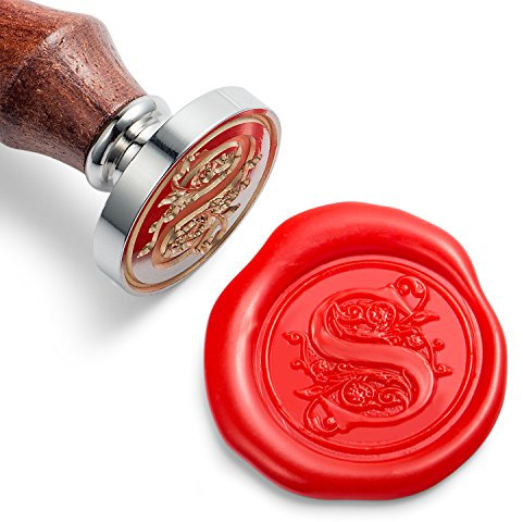 Mceal Wachssiegelstempel, Silberner Messingkopf mit Holzgriff, königlicher Buchstabe A bis Z (Buchstabe S)