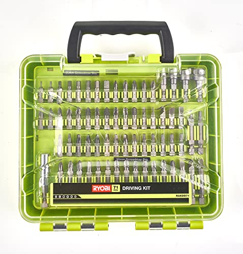 RYOBI - Mallette 71 accessoires de vissage mixtes : 43 embouts 25 mm PZ/PH/TX/SQ/HEX/SL + 18 embouts 50 mm PZ/PH/HEX/SL + 9 douilles + 1 porte-embout - RAKDD71