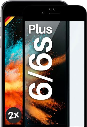 moex Full Screen Schutzglas kompatibel mit iPhone 6s Plus / 6 Plus - Schutzfolie randlos, ganzer Bildschirm, Curved 3D Schutzglas Folie, Clear 2x Schwarz