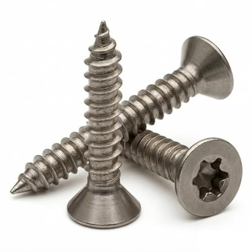 PROTECH 5 Stück Blechschrauben 5,5x45 V2A Edelstahl A2 Senkkopf Torx-Antrieb TX Innensechsrund Spitze DIN 7982 ISO 14586 Blechschraube