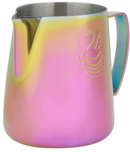 Pichet à mousser de lait en acier inoxydable Café au lait Cappuccino Latte Art Barista Pichets à vapeur Pichet à lait Tasse à crémier Pichet à mousser en métal(400 ml)