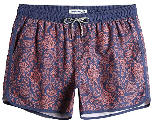 MaaMgic Mens 5 Short 70s 80s 90s Vintage Swim Trunks Quick Dry Bathing Suits Swimming Shorts Swimsuits Board Shorts,Paisley Purple,M