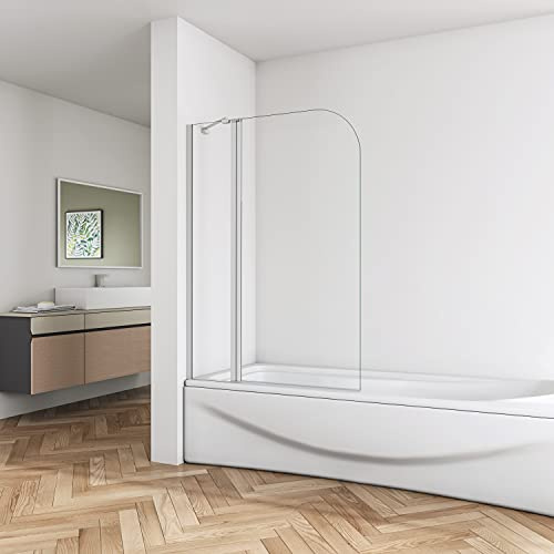 Huiyang 1000x1400mm Bathroom Double Pivot Shower Bath Screen Glass Door Panel, Clear
