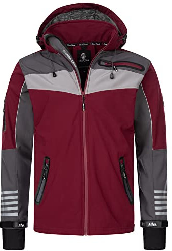 Rock Creek Herren Softshell Jacke Outdoor Jacke Windbreaker Übergangsjacke Anorak Kapuze Regenjacke Winterjacke Herrenjacke Jacket H-288 Weinrot 3XL