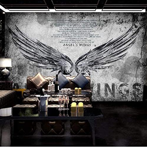 3D Benutzerdefinierte Wandbild Industriestil Tapete Engelsflügel Zement Wandmalerei Barber Shop Restaurant Woh Wandbild Tapete Wanddekoration fototapete 3d Vlies wandbild Schlafzimmer-150cm×105cm