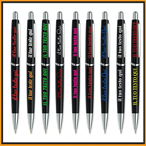 Fino a 300 Pezzi di Penne Personalizzata, Penna con 2 stampe a colori, Nome, testo, logo,Penna a Sfera Regalo Ufficio, Laurea, Matrimonio, Anniversario, compleanno (30, Nero)