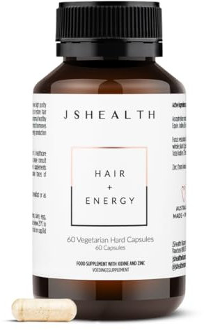 JSHealth Vitamins Hair and Energy Formula Hair Growth Vitamins | Hair Vitamins for Women and Men | Zinc and Iodine Hair Supplements for Hair Growth | Hair Loss Supplements | (60 Capsules)