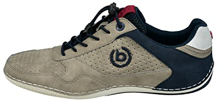 bugatti Herren Casual Sneaker mit Flexibler Sohle, Schnürschuh mit Memory Foam, Elastische Schnürsenkel, Taupe, 45 EU