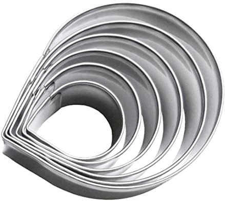 Rosen-Ausstecher Edelstahl-BlüTenblatt-Schneideform Wassertropfen-Fondant-Kuchenformen Wassertropfen-PläTzchenform Edelstahl-Rosenformen 6PCS
