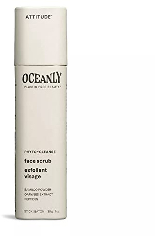 ATTITUDE Oceanly Face Scrub Stick, EWG Verified, Plastic-free, Plant and Mineral-Based Ingredients, Vegan and Cruelty-free Beauty Products, PHYTO CLEANSE, Unscented, 30 grams