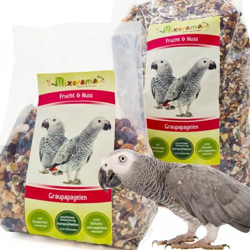 Mixerama Graupapageien Frucht & Nuss - natürliches Futter für Papageien - bestes Papageienfutter für den Graupapagei