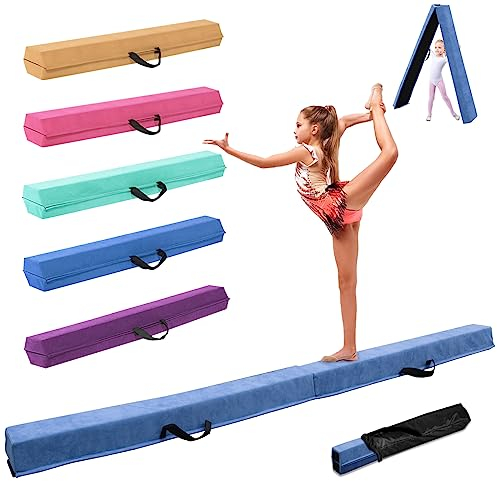 SportBob Schwebebalken für Zuhause, 240cm Balken Turnen Klappbar Tragbar für Kinder Erwachsene, Gymnastik Balken Balance Beam mit Rutschfester Gummiboden für Professionelle Turner oder Anfänger