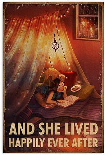 20 x 30 cm She Lived Happily Ever After, Vintage-Poster, Wandkunst, Dekoration, Metallschilder