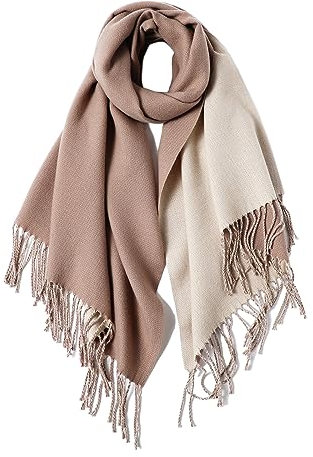 MaaMgic Schal Damen Pashmina Stola Warm Zweifarbig mit quasten/fransen Tücher für Frauen Abendkleider Hochzeit Festlich xxl Schals Herbst Winter Einfarbig Deckenschal MEHRWEG