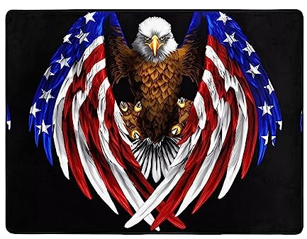 Teppich mit USA-Flagge, patriotischer Adler, 160 x 114 cm, weich im Griff, mit feinem Nickerchen, geeignet für Wohnzimmer und Balkon