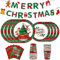 LATERN 114Pcs Christmas Paper Party Tableware Set, 24 x 9 Inch Dinner Plates, 24 x 7 Inch Salad Plates, 24 x 270ml Cups, 24 x Napkins, 1 x Banner - for 24 Guests Christmas Party Decoration (Plaid)