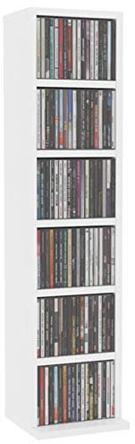 Homgoday CD Cabinet with 6 Compartments, Engineered Wood CD Tower CD Storage Cabinet, DVD Storage Cabinet, CD and DVD Shelf for Living Room, Bedroom, Office