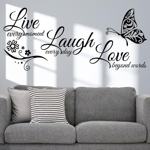 Auliuse Quotes Inspirational Butterfly Wall Stickers, DIY Home Decoration TV Background Wallpaper Wall Art Stickers, Peel and Stick Wall Decals for Living Room Bedroom Office Hallways Stairs