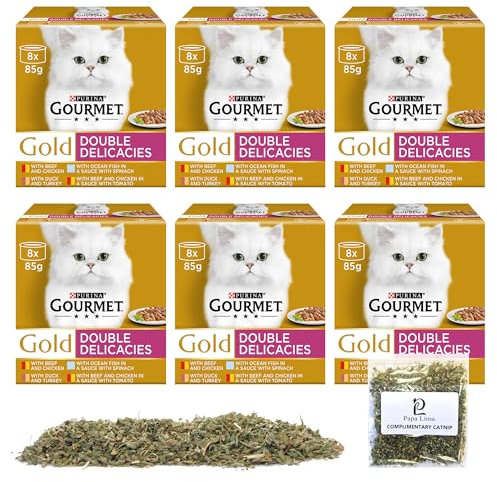 Papa Lima Wet Cat Food Bundle | Double Delicacies | 48 x 85g Tins + Pure Canadian Catnip | Complete Nutrition | Pack of 6 for Happy, Healthy Cats