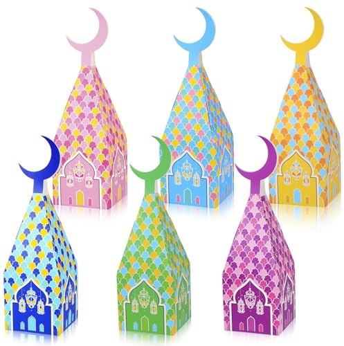 HOWAF 12 Eid Mubarak Geschenkboxen, Eid Mubarak Box Eid Mubarak Boxen Ramadan Boxen Ramadan Mubarak Geschenkboxen Mond Ramadan Geschenkbox für Muslim Ramadan Geschenke Eid Mubarak Dekoration