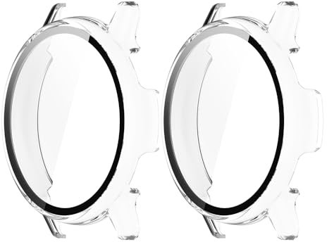 WIIKAI 2 Pacchi Cover Morbide Compatibile con Garmin vivoactive 5/con Garmin Active 5 Pellicola Protettiva in Vetro Temperato Custodia Proteggi Schermo Case.(trasparente)