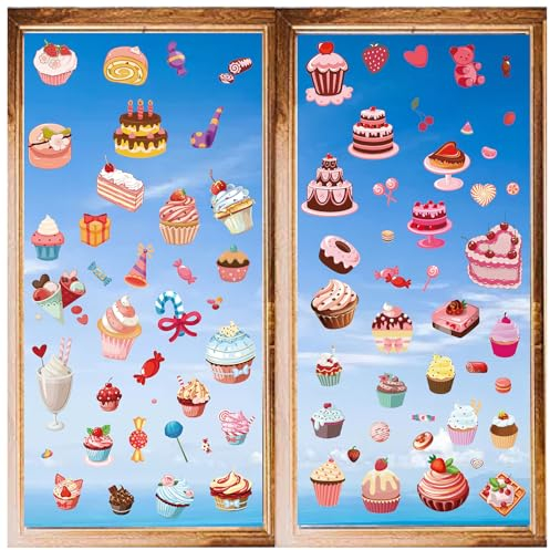 craspire 8 Stile Kuchen-Wandaufkleber, Dessert, Essen, PVC-Fensteraufkleber, Wasserdicht, Selbstklebend, Zum Abziehen Und Aufkleben, Für Geburtstagsparty, Wohnheim, Kühlschrank, Schlafzimmer